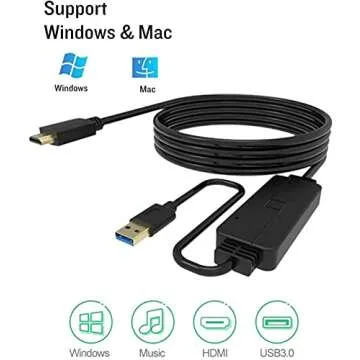 Ankky USB to HDMI Adapter Cable 6.6FT, USB to HDMI Cable Male to Male Full 1080P HD Display Cable Audio Video Converter Cord for PC/Laptop to Monitor/HDTV/Projector Supports Windows 7/8/10 (2M)