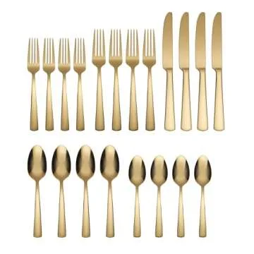 APTITUDE GOLD 20PC Flatware Set - High Quality Stainless Steel Utensils