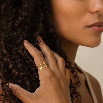 Initial Rings for Teen Girls, Heart Ring Stackable Rings for Women Teen Girl Gifts Trendy Stuff | Go...