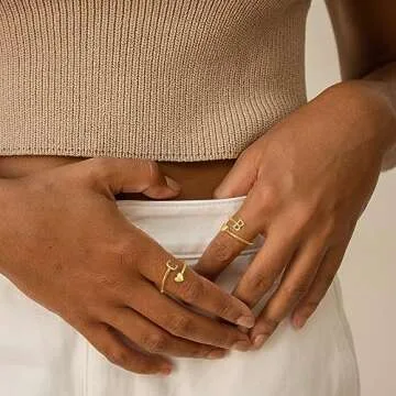 Initial Rings for Teen Girls, Heart Ring Stackable Rings for Women Teen Girl Gifts Trendy Stuff | Gold Rings for Girls Women Letter K Rings for Teenager Girls Gifts Valentines Gifts for Teen Girls