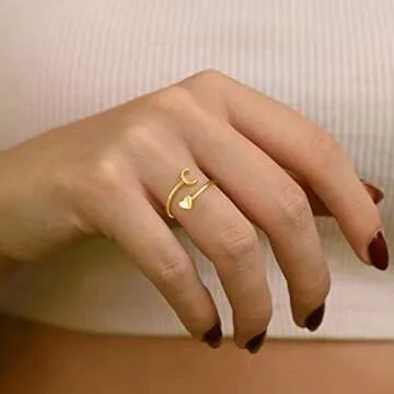 Initial Rings for Teen Girls, Heart Ring Stackable Rings for Women Teen Girl Gifts Trendy Stuff | Gold Rings for Girls Women Letter K Rings for Teenager Girls Gifts Valentines Gifts for Teen Girls