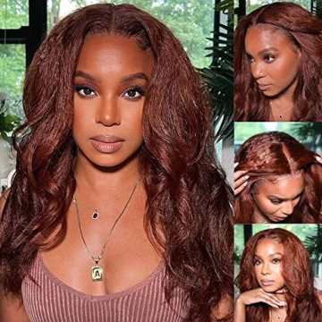 UNICE Reddish Brown Kinky Straight 13X4 Lace Front Wig