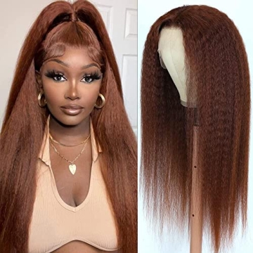 UNICE Reddish Brown Kinky Straight 13X4 Lace Front Wig