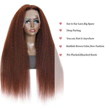 UNICE Reddish Brown Kinky Straight 13X4 Lace Front Wig