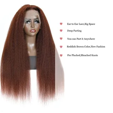 UNICE Reddish Brown Kinky Straight 13X4 Lace Front Wig