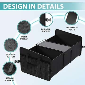 Sposuit Car Storage Trunk Organizer - Collapsible Trunk Organizer with Cooler for Grocery Cargo, Lar...