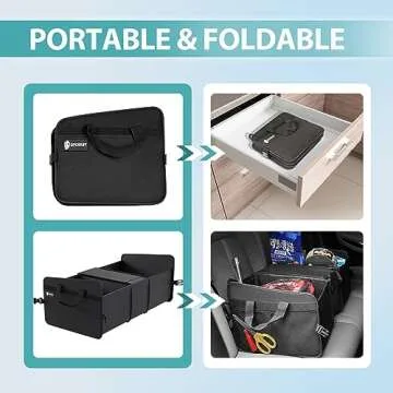 Sposuit Car Storage Trunk Organizer - Collapsible Trunk Organizer with Cooler for Grocery Cargo, Large Storage for Car, SUV, Sedan, Jeep