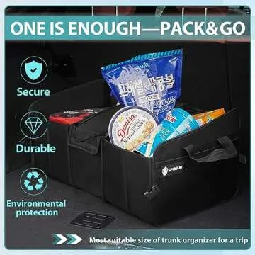 Sposuit Car Storage Trunk Organizer - Collapsible Trunk Organizer with Cooler for Grocery Cargo, Large Storage for Car, SUV, Sedan, Jeep