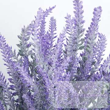 Ouddy Decor 12 Bundles Artificial Lavender Fake Flowers for Home Wedding Decor, Gray Purple