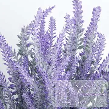 Ouddy Decor 12 Bundles Artificial Lavender Fake Flowers for Home Wedding Decor, Gray Purple