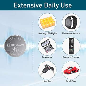 KITOSUN CR2032 Batteries 3V Lithium Cell - Coin Button Lithium Batteries for Apple AirTag Car Key Fob Remote LED Light Candles Glucose Monitor Doorbell Air Tag 3 Volt 2032 Battery Replacement