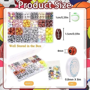 Sports Bracelet Beads Kit - 400 Pcs for DIY Crafts