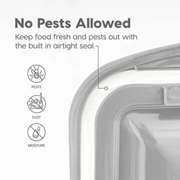 IRIS USA WeatherPro Airtight Dog Food Storage Container, Up to 25 lbs, Removable Wheels, for Dog Cat Bird and Other Pet Food Storage Bin, Keep Fresh, Translucent Body, Clear/Gray