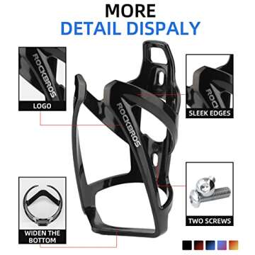 ROCKBROS Bike Water Bottle Holder Ultra-Light Bicycle Bottle Cages with Screws Tool, Universal Bike Cup Holder for Road MTB Mountain Bikes Cycling Accessories（2 Pack）
