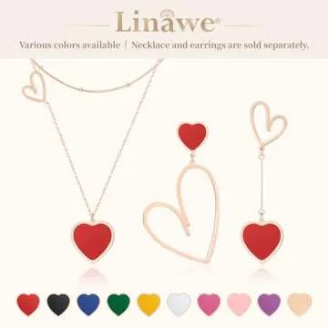 Linawe Trendy Red Heart Dangle Earrings for Women