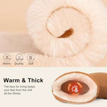 LongBay Women's Warm Chenille Knit Bootie Slippers Memory Foam Comfy Suede Fluffy Faux Fur Memory Foam Boots House Shoes