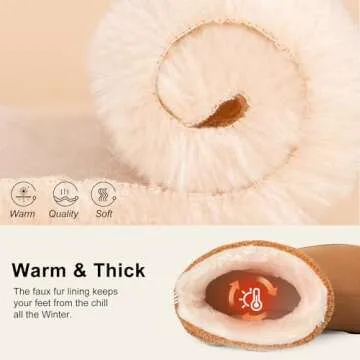 LongBay Women's Warm Chenille Knit Bootie Slippers Memory Foam Comfy Suede Fluffy Faux Fur Memory Foam Boots House Shoes