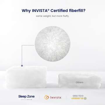 SLEEP ZONE 300 Thread Count Cotton Cover Bed Pillows for Sleeping 2 Pack Standard Size, Down Alternative Pillow for Side, Back and Stomach Sleepers (Striped, Pack of 2)