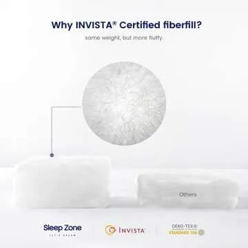 SLEEP ZONE 300 Thread Count Cotton Cover Bed Pillows for Sleeping 2 Pack Standard Size, Down Alternative Pillow for Side, Back and Stomach Sleepers (Striped, Pack of 2)