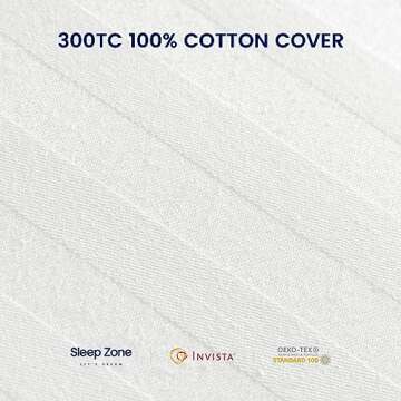SLEEP ZONE 300 Thread Count Cotton Cover Bed Pillows for Sleeping 2 Pack Standard Size, Down Alternative Pillow for Side, Back and Stomach Sleepers (Striped, Pack of 2)