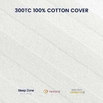 SLEEP ZONE 300 Thread Count Cotton Cover Bed Pillows for Sleeping 2 Pack Standard Size, Down Alternative Pillow for Side, Back and Stomach Sleepers (Striped, Pack of 2)