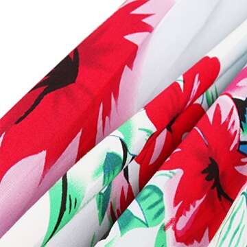 Dressever Women's Vintage A-line Printed Pleated Flared Midi Skirts Flamingo X Small