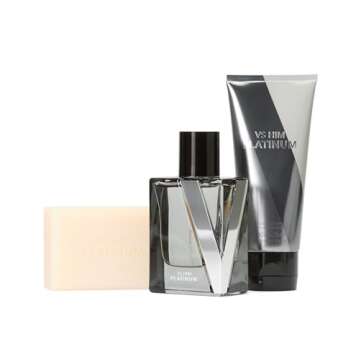 Victoria's Secret Platinum 3 Piece Luxe Fragrance Gift Set: 1.7 oz. Cologne, Travel Lotion, & Body Bar, Gift Set for Men