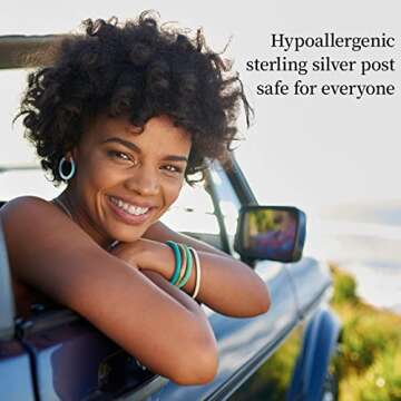 Hoop Earrings For Women 925 Sterling Silver Post Turquoise Cubic Zirconia Christmas Birthday Party Jewelry Gifts for Women Gilrs weinuo