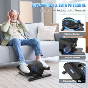 FUNMILY Under Desk Elliptical, Under Desk Bike Pedal Exerciser, 2 in 1 Seated Standing Elliptical,Ul...