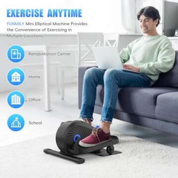 FUNMILY Under Desk Elliptical, Under Desk Bike Pedal Exerciser, 2 in 1 Seated Standing Elliptical,Ultra-Quiet Mini Elliptical Machines for Home Ofiice Use, Fully Assembled Exerciser for Seniors