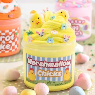 Easter Basket Stuffers - 4 Pack Kit of Eggs Filled with Slime and Charms - Prefilled Eggs with Toys Inside Easter Gifts for Toddlers Teens Girls Boys