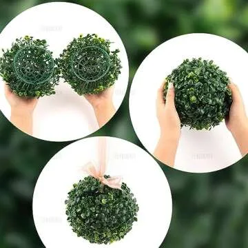 AUEAR Artificial Boxwood Topiary Plant Balls 7 Inch 2 Pack