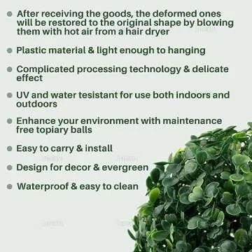 AUEAR Artificial Boxwood Topiary Plant Balls 7 Inch 2 Pack