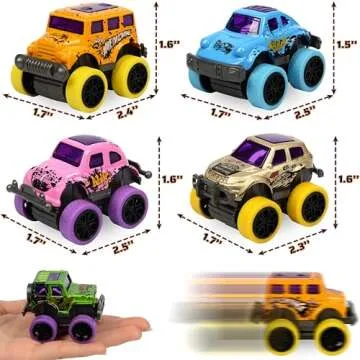 Neureyte 16 Pack Mini Monster Truck Set for Kids