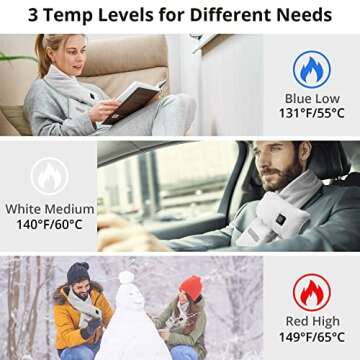 AKASO Heated Neck Wrap with 5000mAh Power Bank - Electric Heating Pad for Neck Pain Relief and Stiffness