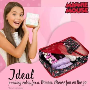 Disney Packing Organisers, Packing Cubes for Suitcases Luggage, Wash Bag (Red Minnie Mouse)