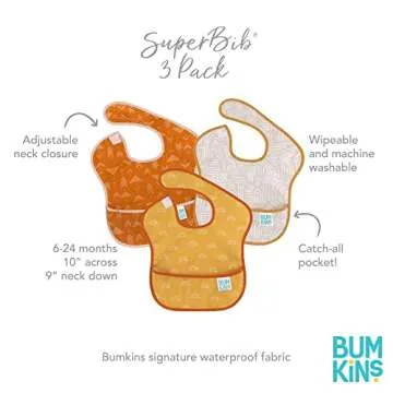 Bumkins Waterproof SuperBibs for Toddlers in Vibrant Colors