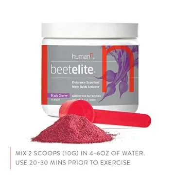 humanN BeetElite Pre Workout Powder for Men & Women - Ultra High Purity Beet Root Powder for Energy & Stamina - Caffeine Free, Creatine Free, Vegan Nitric Oxide Supplement - Black Cherry, 7.1 oz