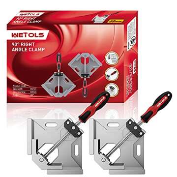 WETOLS Corner Clamp 2pcs 90 Degree Right Angle Clamp with Adjustable Aluminum Alloy Swing Jaw, Single Handle Clamps for Woodworking, Photo Framing, Gifts for Men Dad