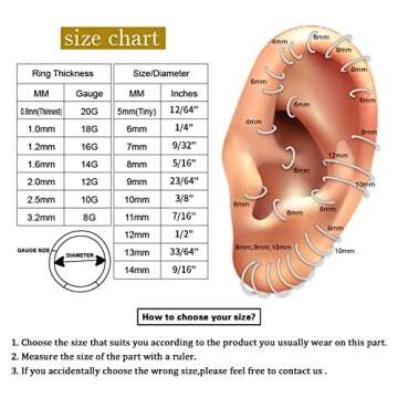 PEAKLINK 16G 10mm Clear AB Cz Segment Ring Septum Clicker Ring Daith Piercing Surgical Steel Tragus Cartilage Conch Helix Piercing Jewelry Nose Ring Hoop Silver Earring For Women