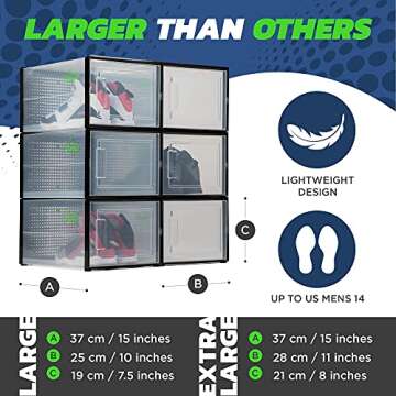 Shoepreem Large Stackable Shoe Storage Boxes for Sneakers