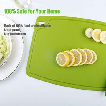 Liflicon Silicone Cutting Boards Set - Easy Grip, BPA Free
