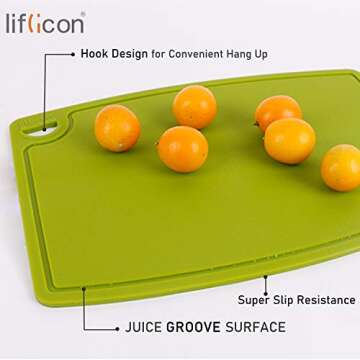 Liflicon Silicone Cutting Boards Set - Easy Grip, BPA Free