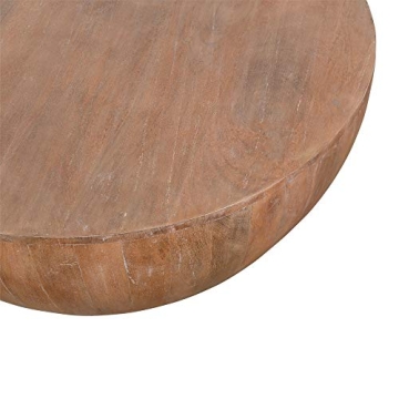 Handcrafted Drum Shape Wooden Coffee Table for Farmhouse Style
