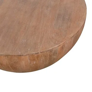 Handcrafted Drum Shape Wooden Coffee Table for Farmhouse Style