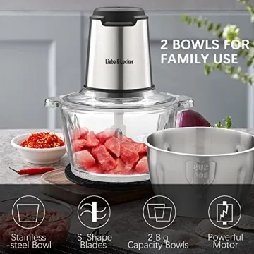 Liebe&Lecker Food Processor with 2 Bowls for Quick Meal Prep
