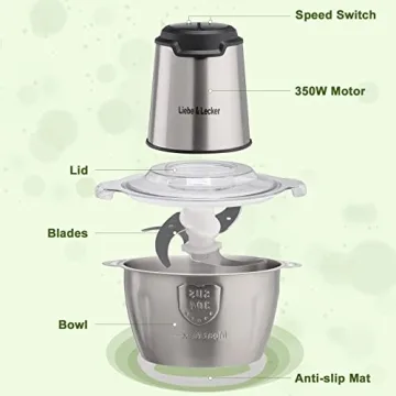 Liebe&Lecker Food Processor with 2 Bowls for Quick Meal Prep