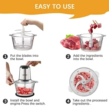 Liebe&Lecker Food Processor with 2 Bowls for Quick Meal Prep