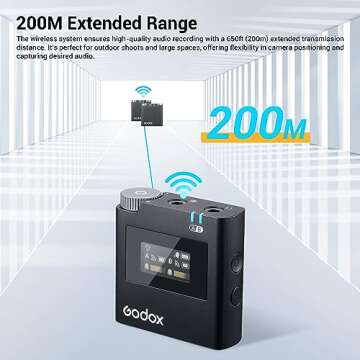 GODOX Virso M2 Wireless Lavalier Microphone System, Built-in Battery Charging Case, 200m(656ft.) Range, Internal Recording, Noise Cancelling Wireless Lapel Microphone for Cameras, PC, Smartphones