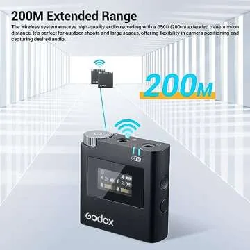 GODOX Virso M2 Wireless Lavalier Microphone System, Built-in Battery Charging Case, 200m(656ft.) Range, Internal Recording, Noise Cancelling Wireless Lapel Microphone for Cameras, PC, Smartphones